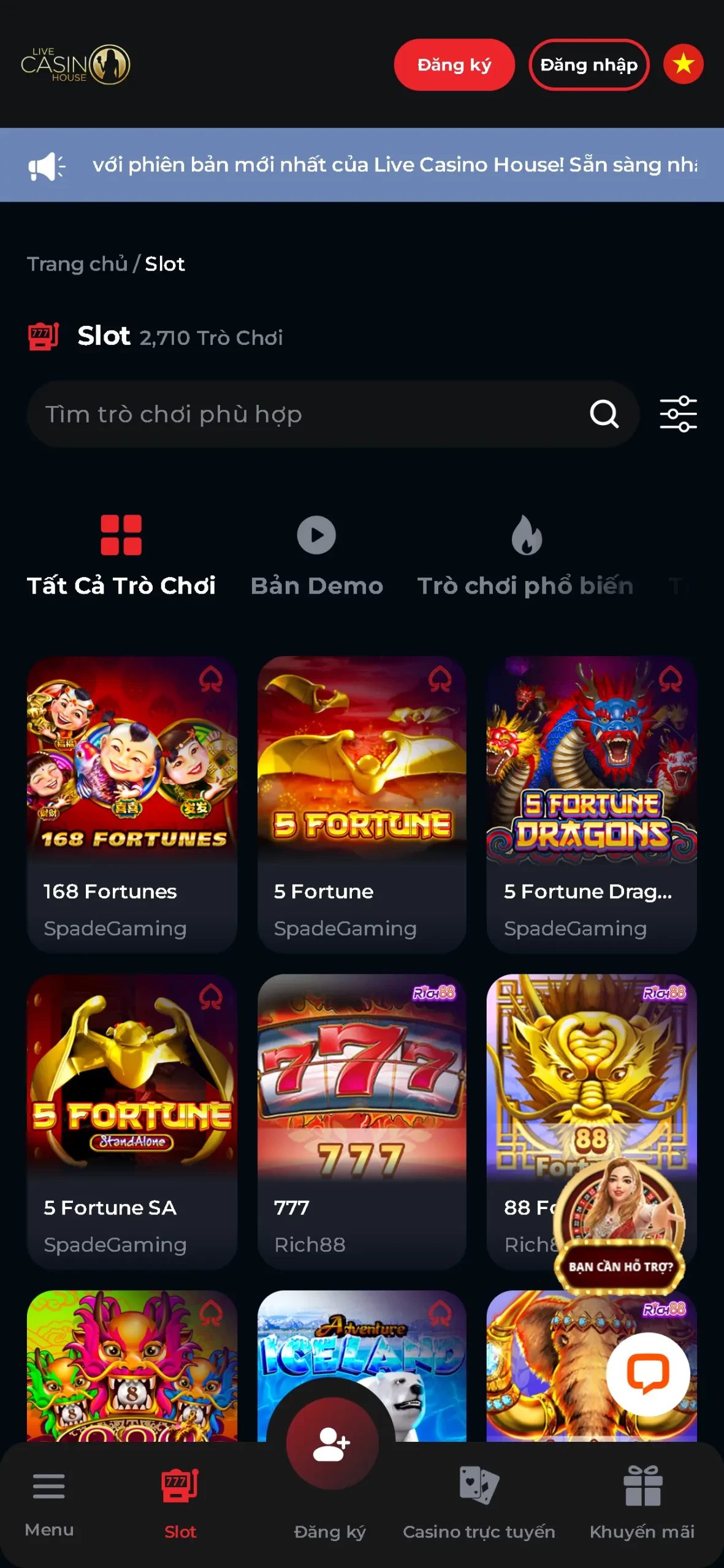 Live Casino House app screen 2